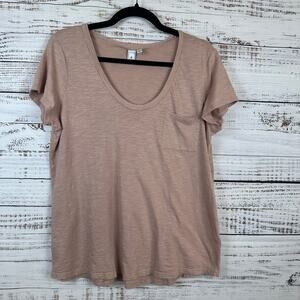Susina Blush Pink Scoop Neck T Shirt Cotton Stretch Casual Lightweight Womens L